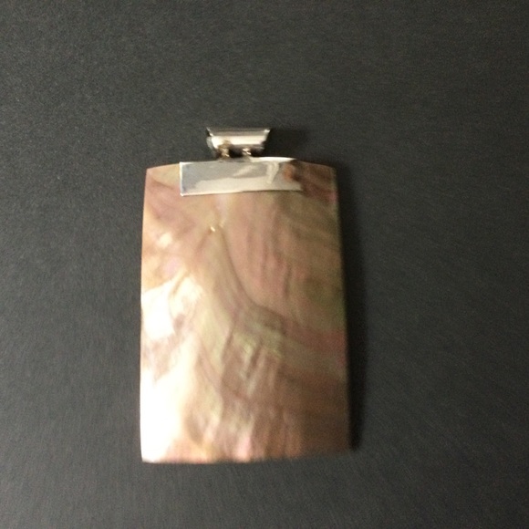 Rectangular Shell and Sterling Silver Pendant - Picture 2 of 8